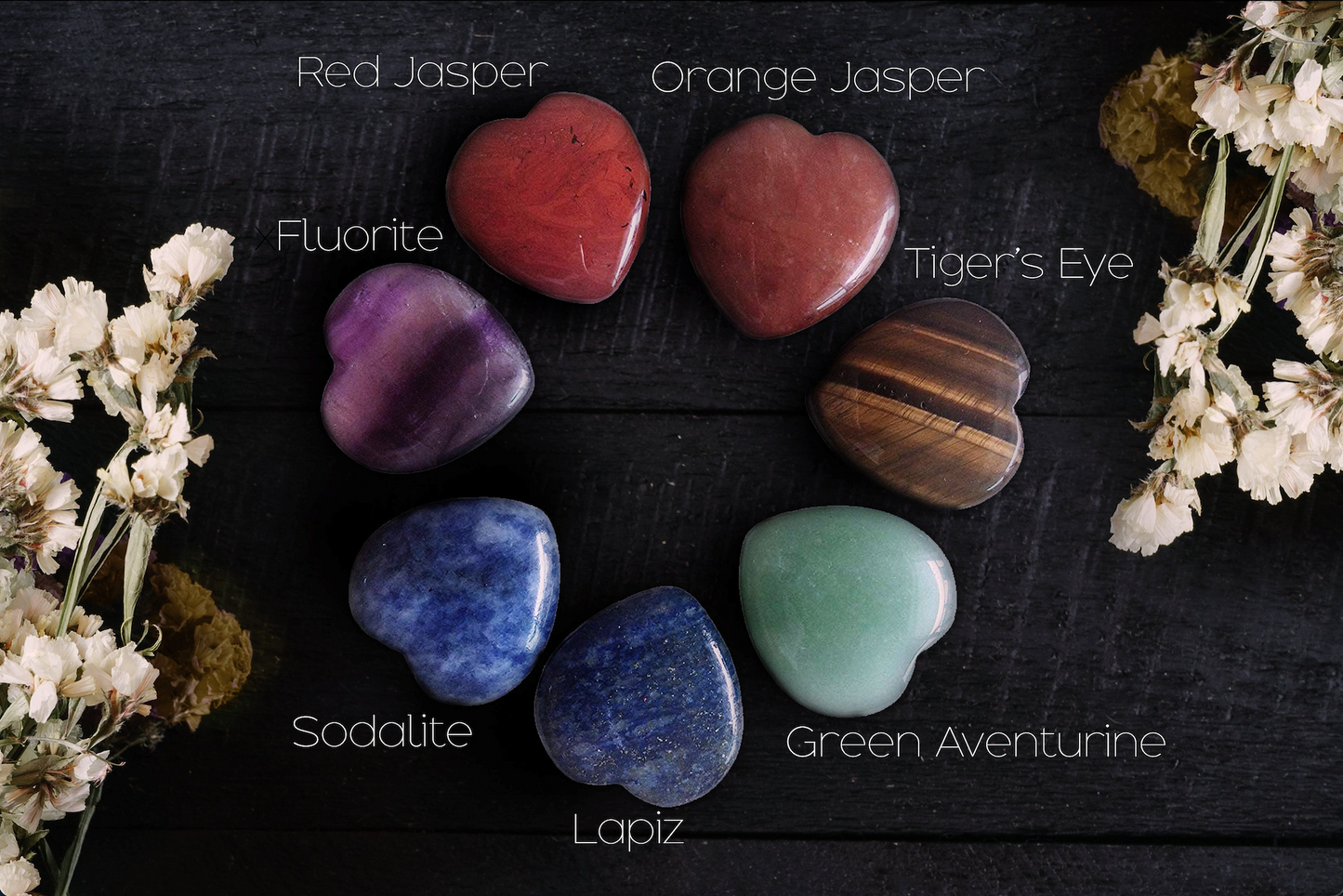 7 Set of Crystal Therapy Chakra Heart Stones