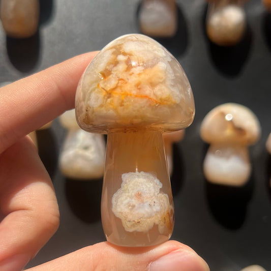 Cherry Blossom Agate Polished Crystal Mushroom