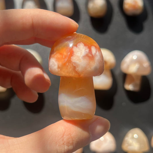 Cherry Blossom Agate Polished Crystal Mushroom