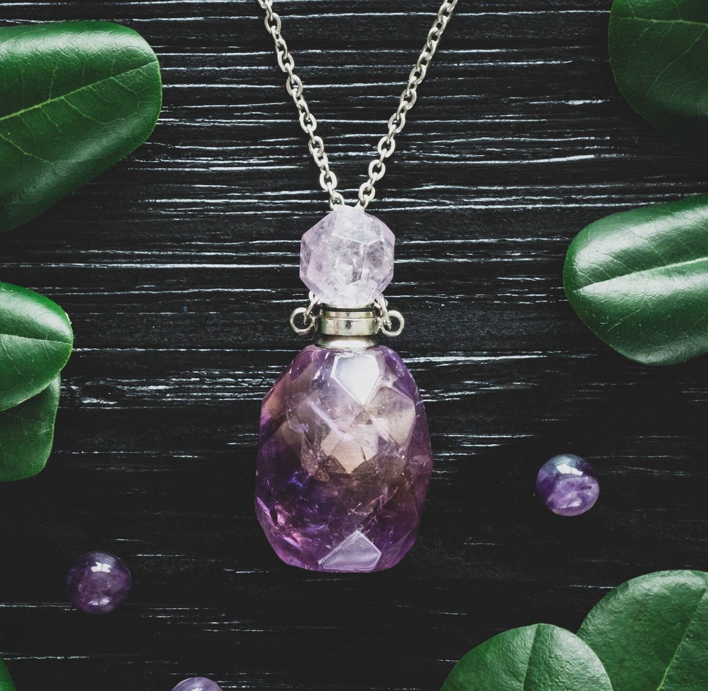 Crystal Perfume Bottle/ Essential Oil Diffuser Pendant Necklace